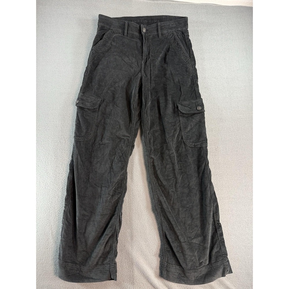 American Eagle Cargo Pants Womens 4 Gray Corduroy Super Hi-Rise Baggy Wide Leg